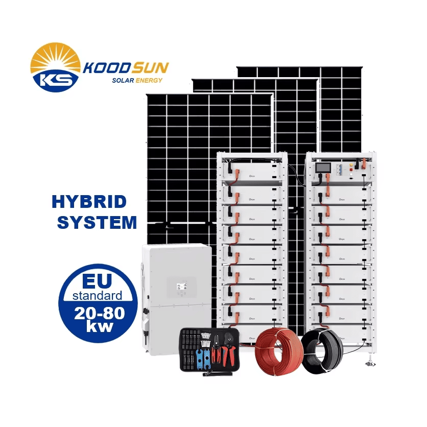 20Kwh 40Kwh 50Kwh 80kw Off/on Grid Solar System Complete Full Set Kit Panels Inverter With Lithium Battery Battery System-Koodsun