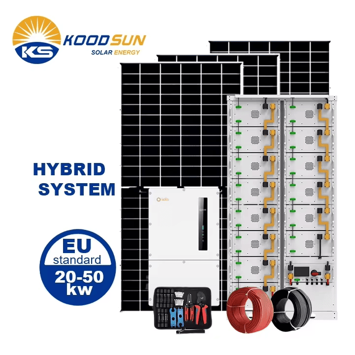 40Kw Off/On Grid Hybrid Solar System Complete Full Set Kit Panels Inverter With Lithium Battery Battery System-Koodsun