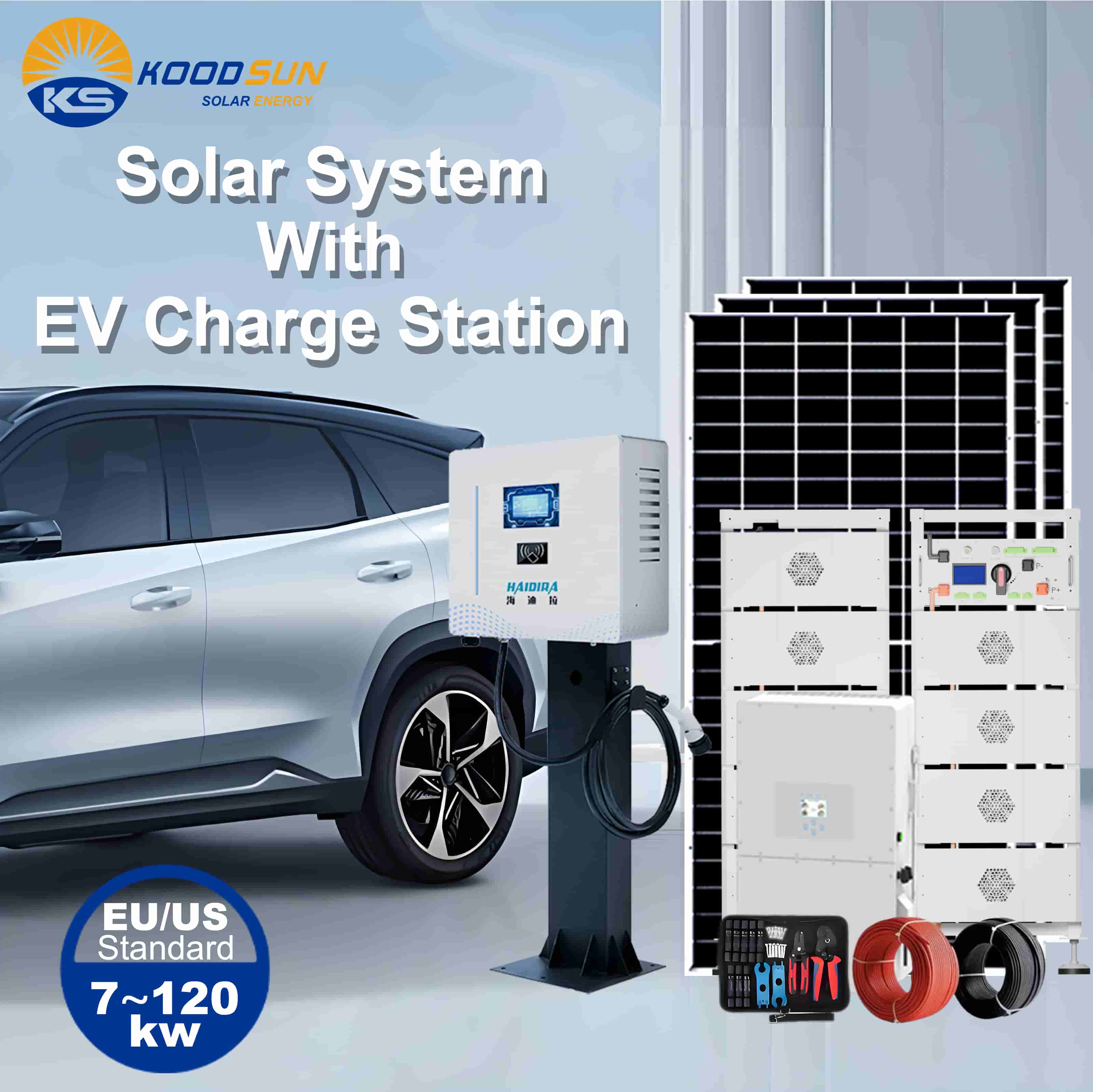 Solar System EV Charging Station with 20kW 40kw 125kw  DC Fast Charger for Residential and Light Commercial EV Applications-Koodsun