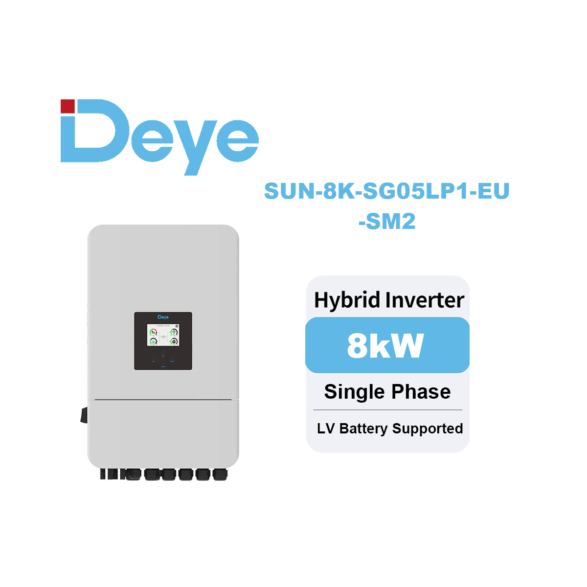 Hot Sale Deye 8KW Residential Hybrid Inverter SUN-8K-SG05LP1-EU-SM2 with LV Battery for Home Solar Power System-Koodsun