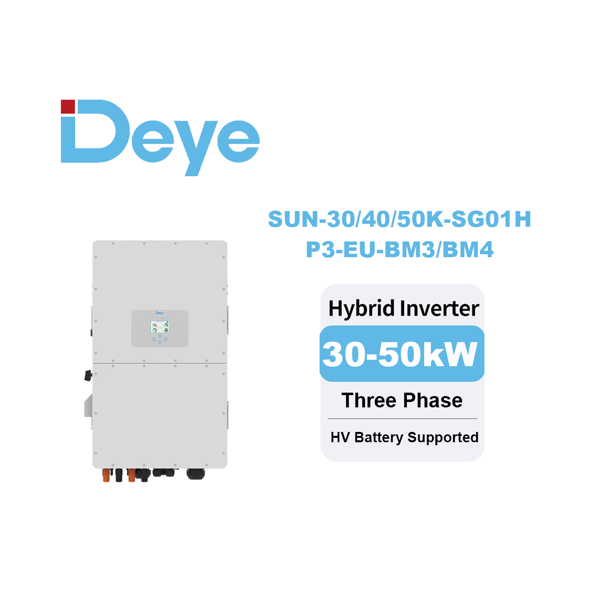 Best Price Deye SUN-30/40/50K-SG01HP3-EU-BM4 High Voltage Hybrid Inverter for 30kw 40kw 50kw Solar Energy System-Koodsun