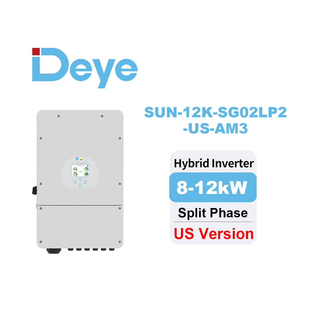 Deye Split Phase Hybrid Inverter 120V 240V SUN-12K-SG02LP2-US-AM3 12KW 50Hz 60Hz for Home Solar System-Koodsun